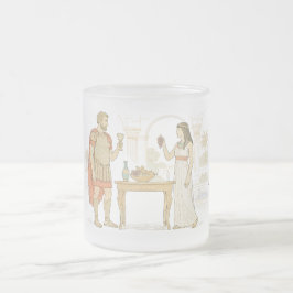 Taza De Cristal Esmerilado Cleopatra y Marco Antonio en Tarsos