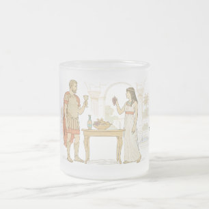 Taza De Cristal Esmerilado Cleopatra y Marco Antonio en Tarsos