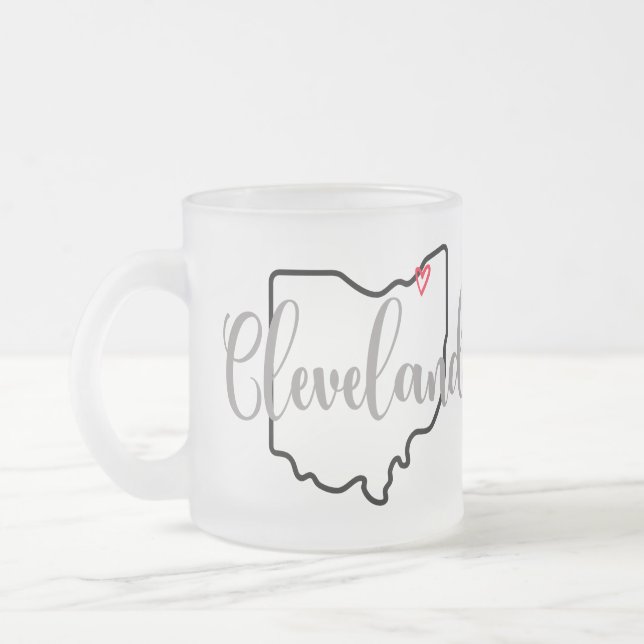 Taza De Cristal Esmerilado Cleveland Ohio (Izquierda)