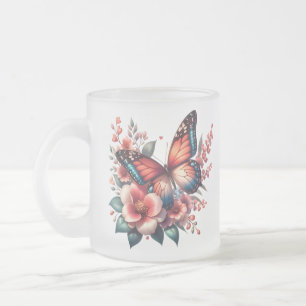 Taza De Cristal Esmerilado Clip de sublimación de primavera mariposa-96284
