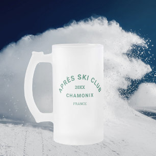 Taza De Cristal Esmerilado Club Après Ski Winter Green Crest de la Estación d