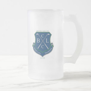 Taza De Cristal Esmerilado Club de campo negro del lago (zurdo)