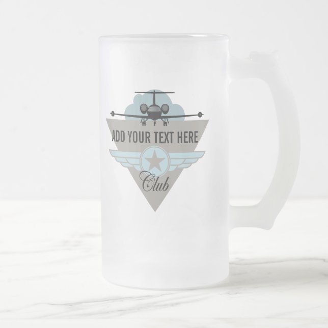 Taza De Cristal Esmerilado Club del ala del aeroplano del jet (Derecha)