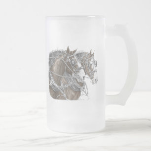 Taza De Cristal Esmerilado Clydesdale Draft Horse Team