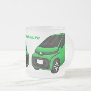 Taza De Cristal Esmerilado Coche de pequeño tamaño verde