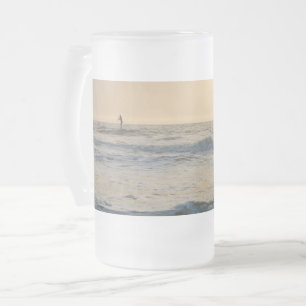 Taza De Cristal Esmerilado Cocoa Beach Paddleboarding Cerveza de vidrio escar