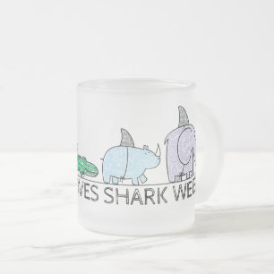 Taza De Cristal Esmerilado Coffee Mug de la divertida Semana del Tiburón