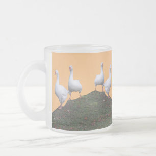 Taza De Cristal Esmerilado Cola Uped Cute Naranja Geese Frost Glass Mug