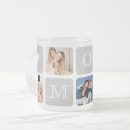 Taza De Cristal Esmerilado Colage de 5 Fotos Moderno Mamá/Mamá Vidrio Esmeril