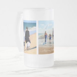 Taza De Cristal Esmerilado Colage de Fotos Personalizadas de tu Familia con T