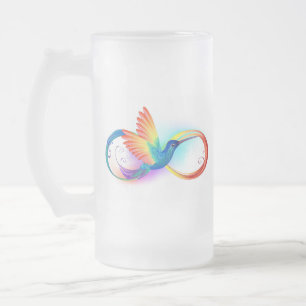 Taza De Cristal Esmerilado Colibrí arcoiris con símbolo Infinity