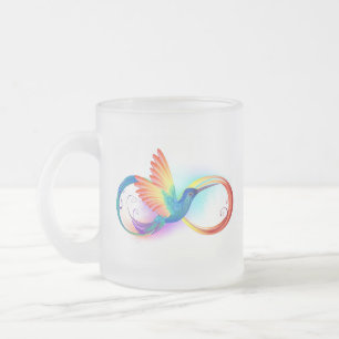 Taza De Cristal Esmerilado Colibrí arcoiris con símbolo Infinity