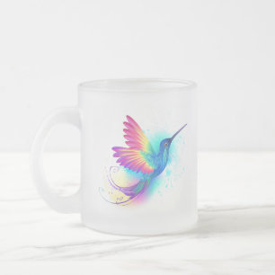 Taza De Cristal Esmerilado Colibrí arcoiris exótica