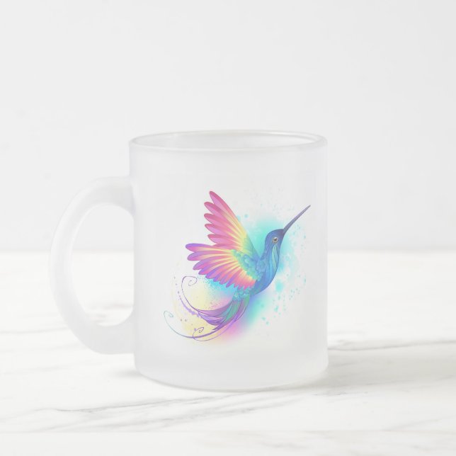 Taza De Cristal Esmerilado Colibrí arcoiris exótica (Izquierda)