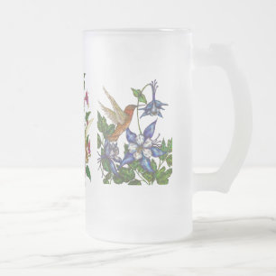 Taza De Cristal Esmerilado Colibríes con las flores