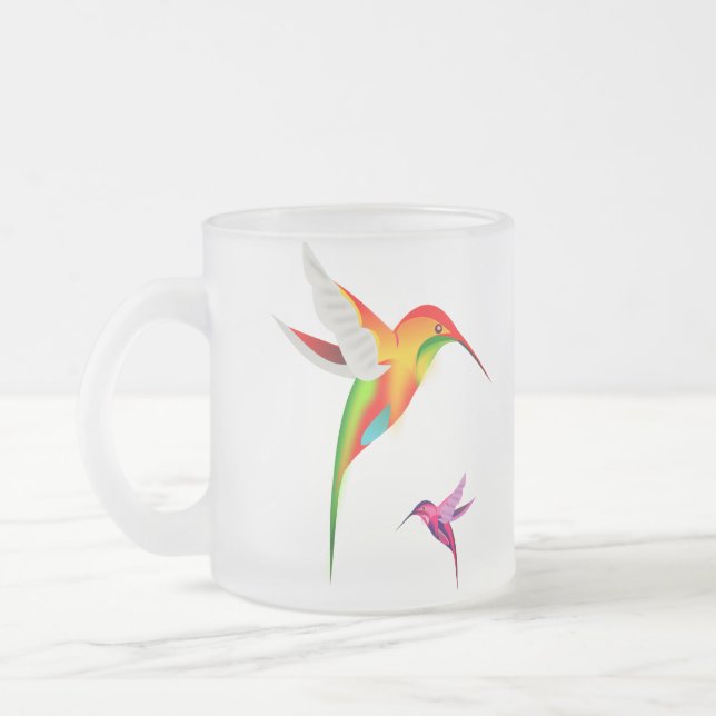 Taza De Cristal Esmerilado Colibríes hermosos (Colibri) (Izquierda)