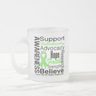 Taza De Cristal Esmerilado Collage - conciencia de la salud mental