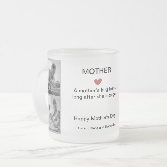 Taza De Cristal Esmerilado Collage de fotos blanco y negro personalizado (Anverso izquierdo)