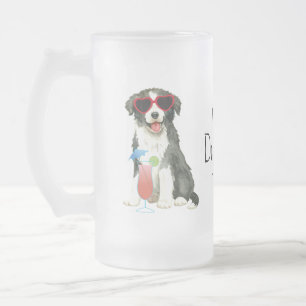 Taza De Cristal Esmerilado Collie borde de verano barba de cerveza de vidrio