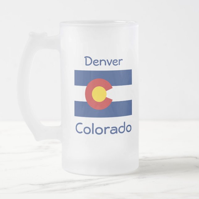 Taza De Cristal Esmerilado Colorado Flag Map City Mug (Izquierda)