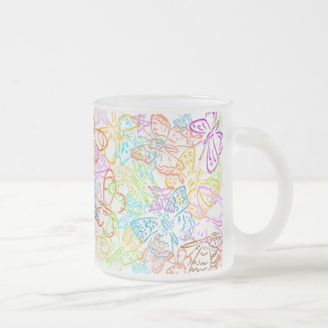 Taza De Cristal Esmerilado Coloréeme las mariposas (Derecha)