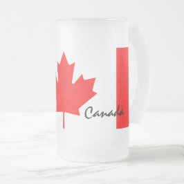 Taza De Cristal Esmerilado Colores de la bandera de la hoja de arce de Canadá
