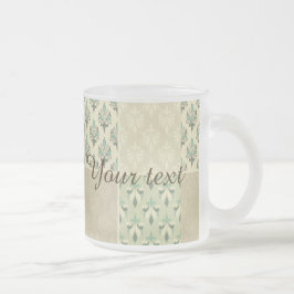 Taza De Cristal Esmerilado Colores múltiples verde azulados otoño damasco mod