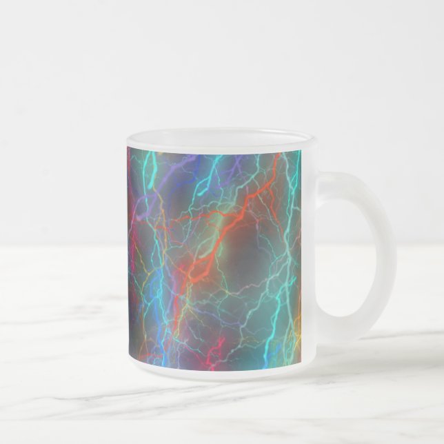 Taza De Cristal Esmerilado Colorful Rainbow Lightning  Storm (Derecha)