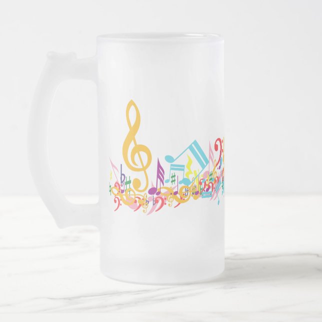 Taza De Cristal Esmerilado Coloridas notas musicales de jumble (Izquierda)