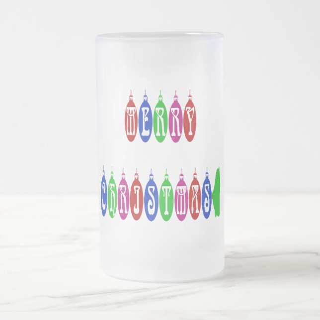 Taza De Cristal Esmerilado Colorido Feliz Navidad Ornamento Fuente (Centro)