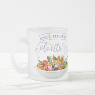 Taza De Cristal Esmerilado Coma más plantas con letras de motivación de ensal
