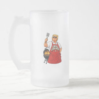 Taza De Cristal Esmerilado Comandante de parrilla BBQ de doble cara esmerilad