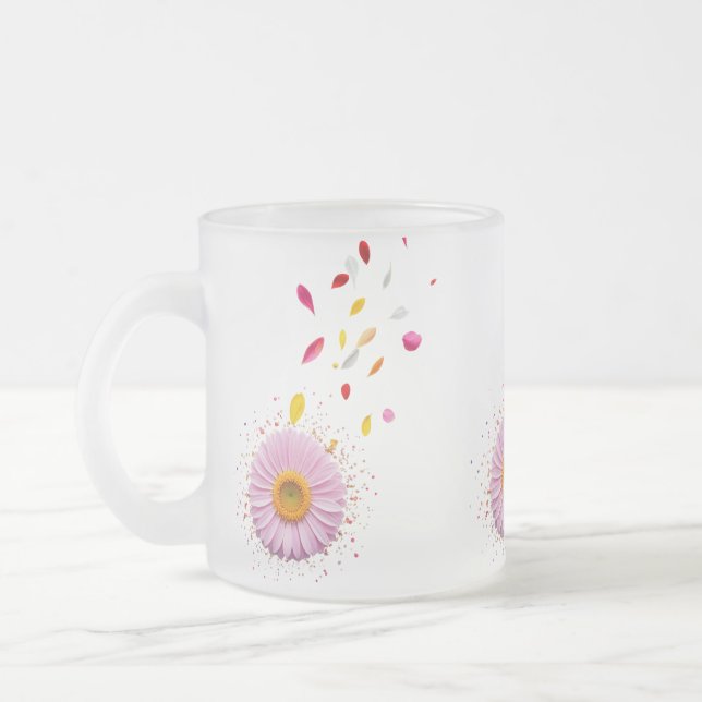 Taza De Cristal Esmerilado Combo Mug de explosión floral - 15 oz** (Izquierda)