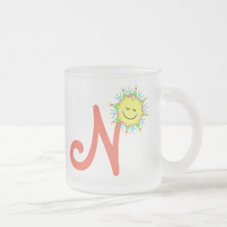 Taza De Cristal Esmerilado Combustible feliz "N" Café de vidrio helado