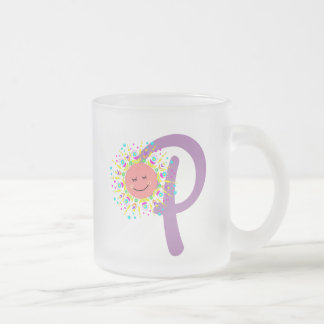 Taza De Cristal Esmerilado Combustible feliz "P" Café de vidrio helado