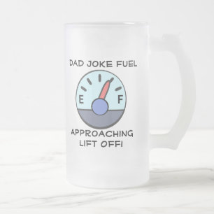 Taza De Cristal Esmerilado "Combustible para chistes de papá" Personalizable
