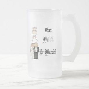 Taza De Cristal Esmerilado Come, Bebe, cásate