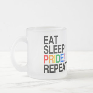 Taza De Cristal Esmerilado Comer Dormir Orgullo Repetir