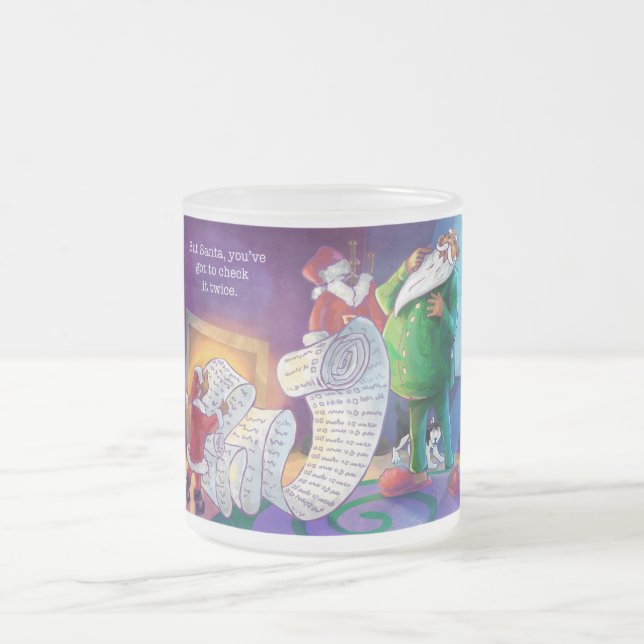 Taza De Cristal Esmerilado Compruébelo dos veces Santa (Centro)