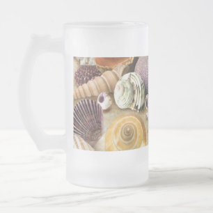 Taza De Cristal Esmerilado conchas marinas en la playa