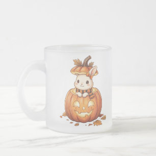 Taza De Cristal Esmerilado Conejito lindo de calabaza de Halloween - Conejo d