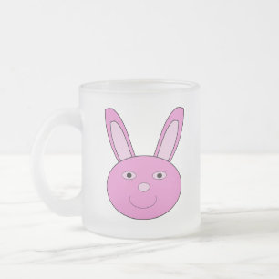 Taza De Cristal Esmerilado Conejito Rosa Cara de Pascua de Primavera