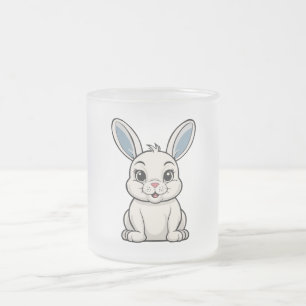 Taza De Cristal Esmerilado Conejo Blanco