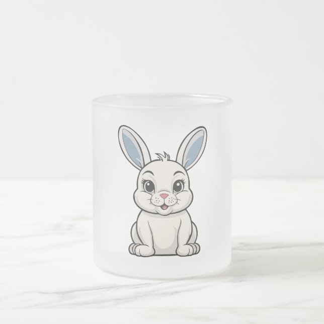Taza De Cristal Esmerilado Conejo Blanco (Centro)