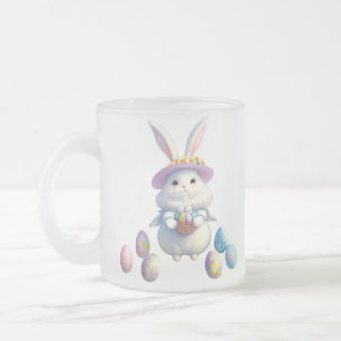 Taza De Cristal Esmerilado Conejo Cute Easter 01