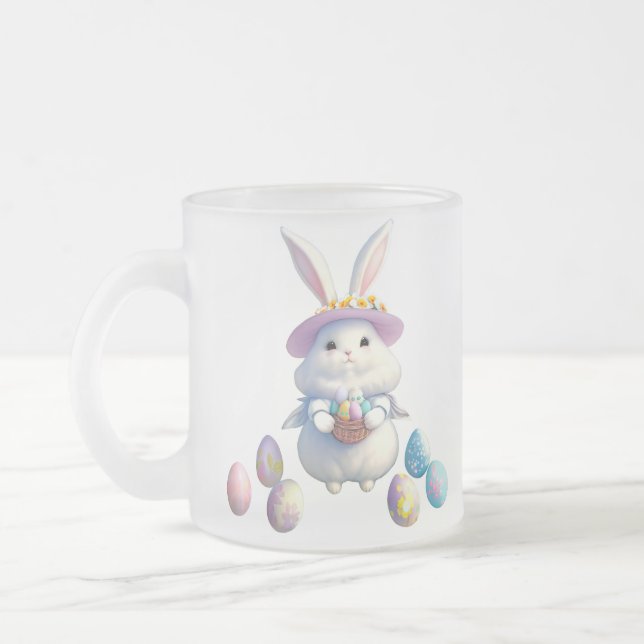 Taza De Cristal Esmerilado Conejo Cute Easter 01 (Izquierda)