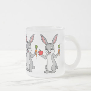 Taza De Cristal Esmerilado Conejo de conejo con verduras personalizado