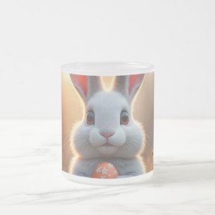 Taza De Cristal Esmerilado Conejo de Pascua alegre en el encanto de la primav