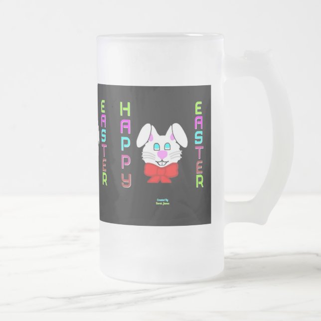 Taza De Cristal Esmerilado Conejo de Pascua Grande Frost Glass Mug (Derecha)