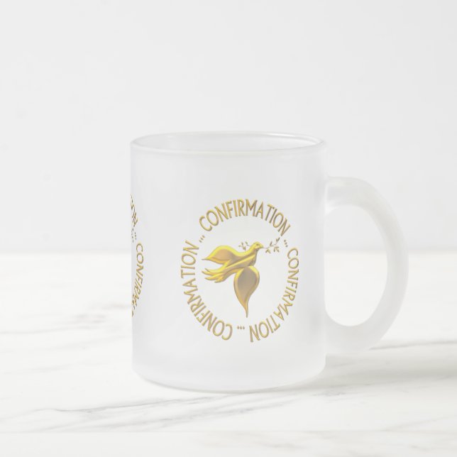 TAZA DE CRISTAL ESMERILADO CONFIRMACIÓN DE ORO Y ESPÍRITU SANTO (Derecha)